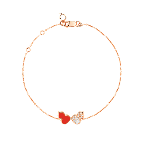 Qeelin Wulu bracelet in 18K rose gold with diamonds and HyCeram