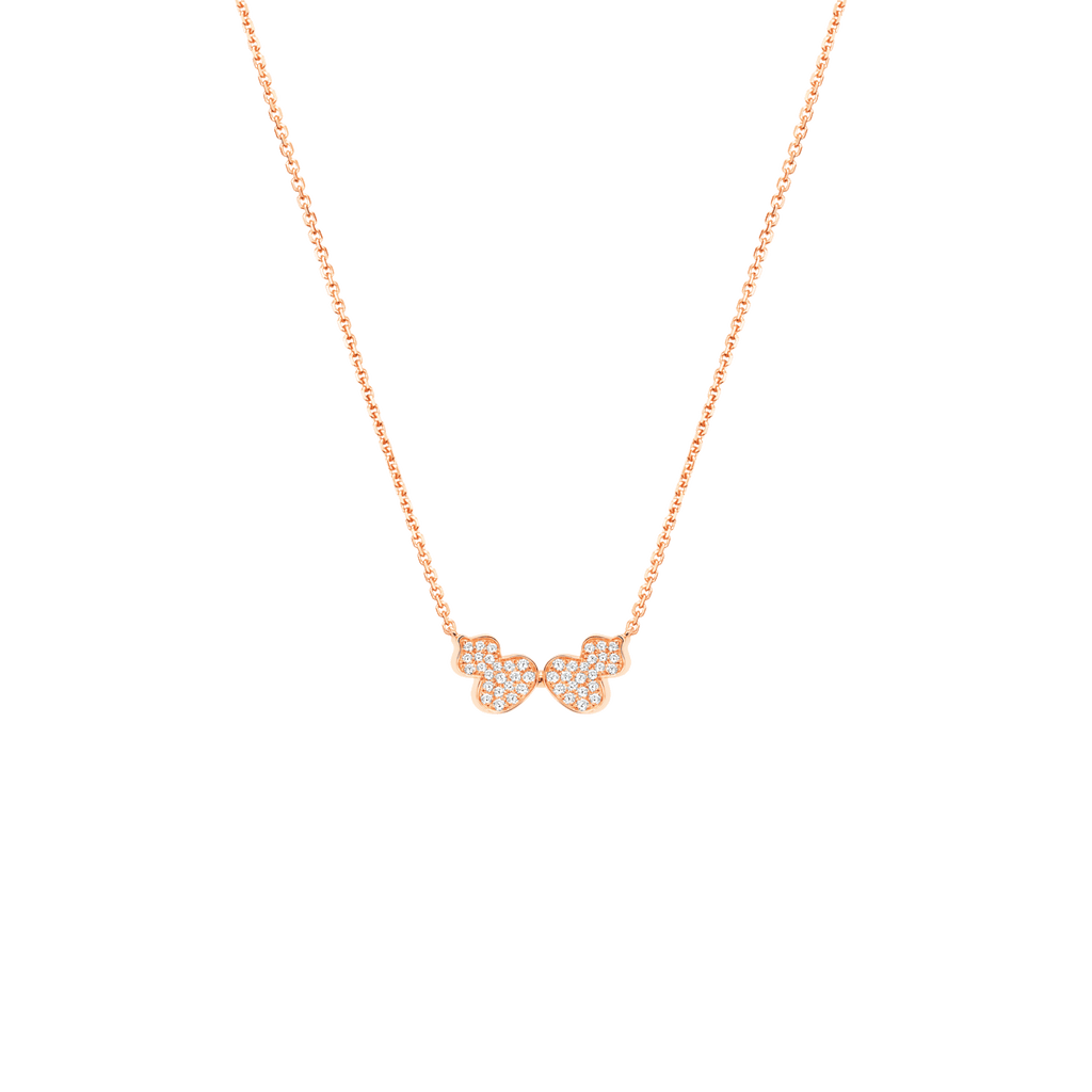 Qeelin Double Wulu necklace in 18K rose gold with diamonds