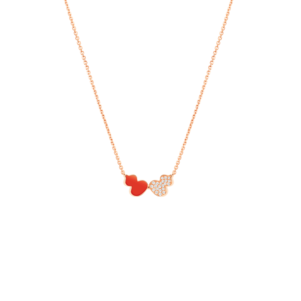 Qeelin Wulu necklace in 18K rose gold with diamonds and HyCeram