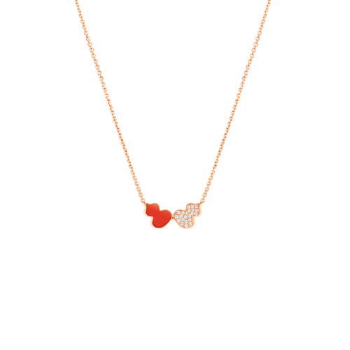 Qeelin Wulu necklace in 18K rose gold with diamonds and HyCeram