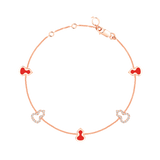 Qeelin Wulu sautoir bracelet in 18K rose gold with diamonds and red enamel