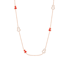 Load image into Gallery viewer, Qeelin Wulu 22 inches sautoir necklace in 18K rose gold with diamonds and red enamel