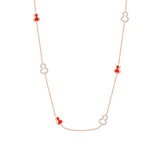 Qeelin Wulu 22 inches sautoir necklace in 18K rose gold with diamonds and red enamel