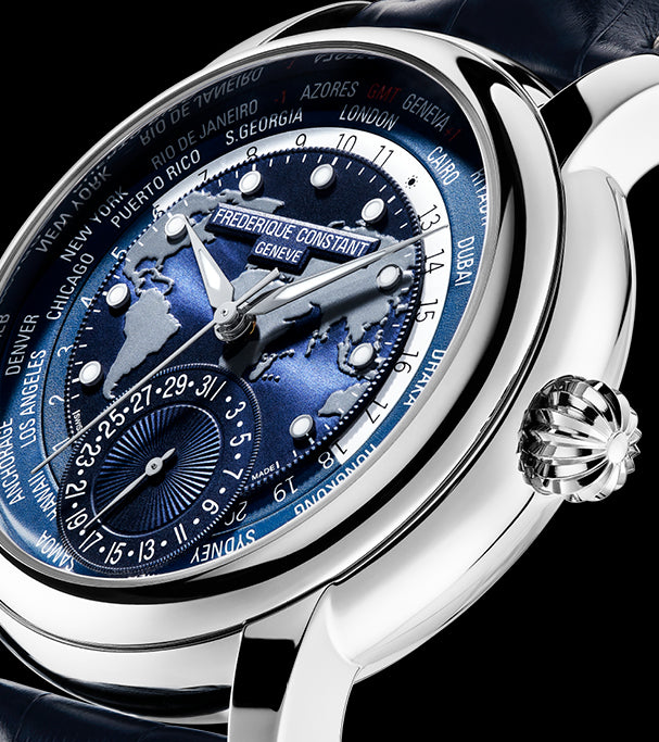 FREDERIQUE CONSTANT CLASSICS WORLDTIMER MANUFACTURE BLUE