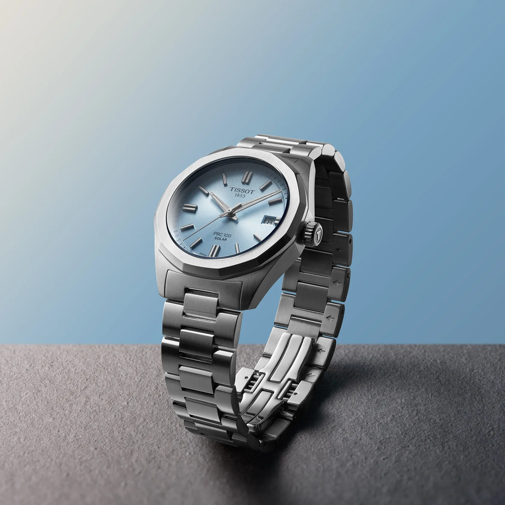 Tissot PRC 100 Solar Quartz 34mm Ice Blue Dial