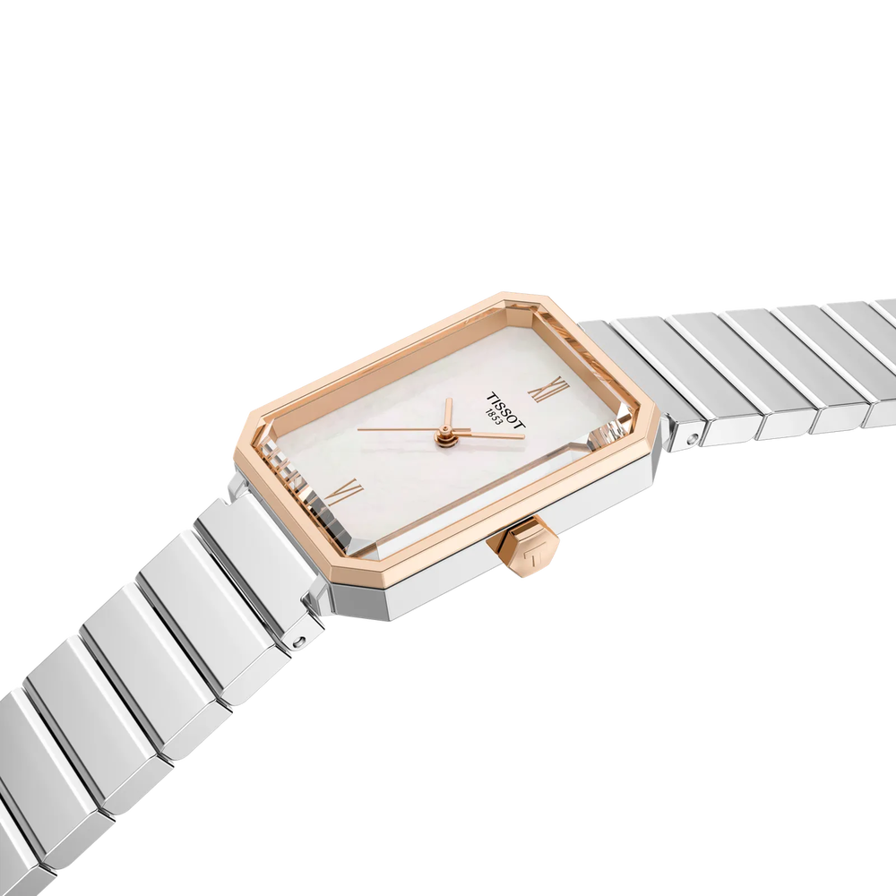 Tissot SRV White Dial Rose Gold PVD on Bracelet -30 x 21.8mm