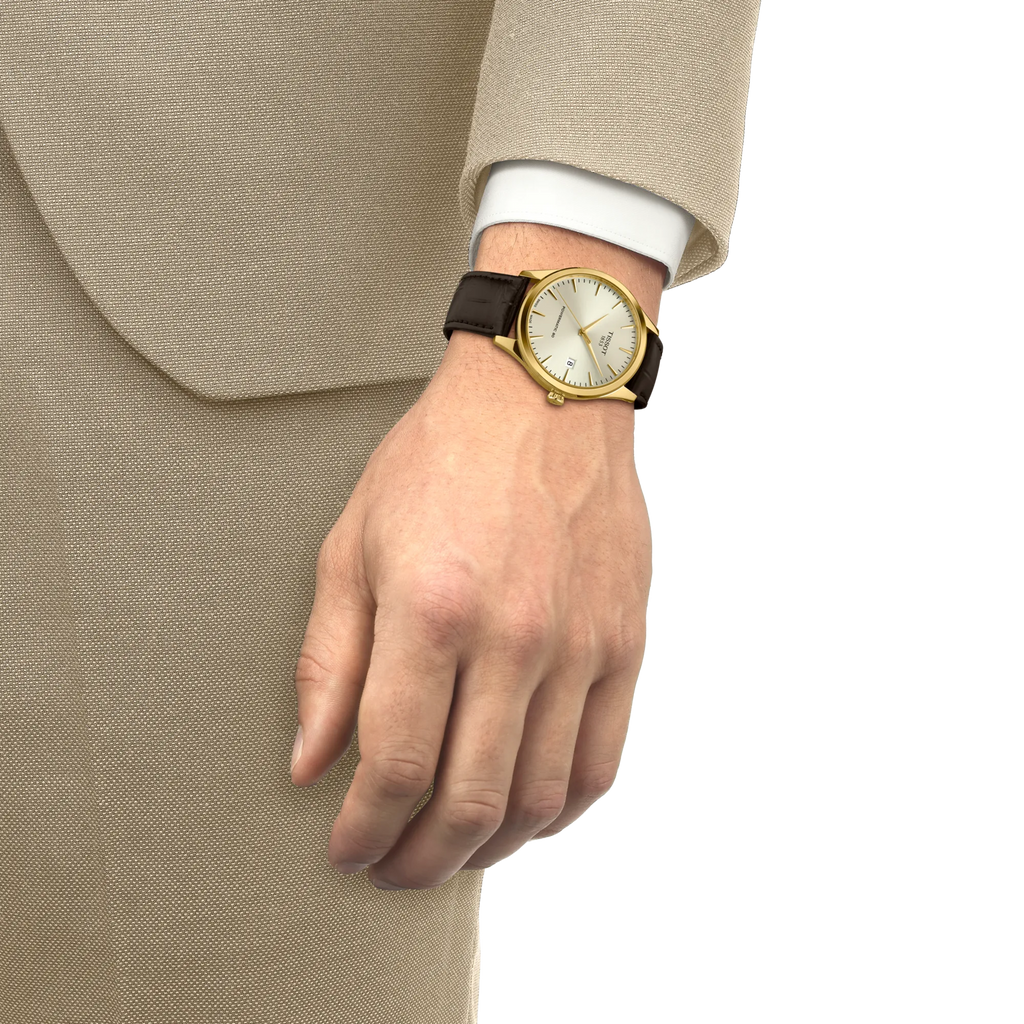 Tissot Classic Dream 40mm Automatic YG PVD on leather