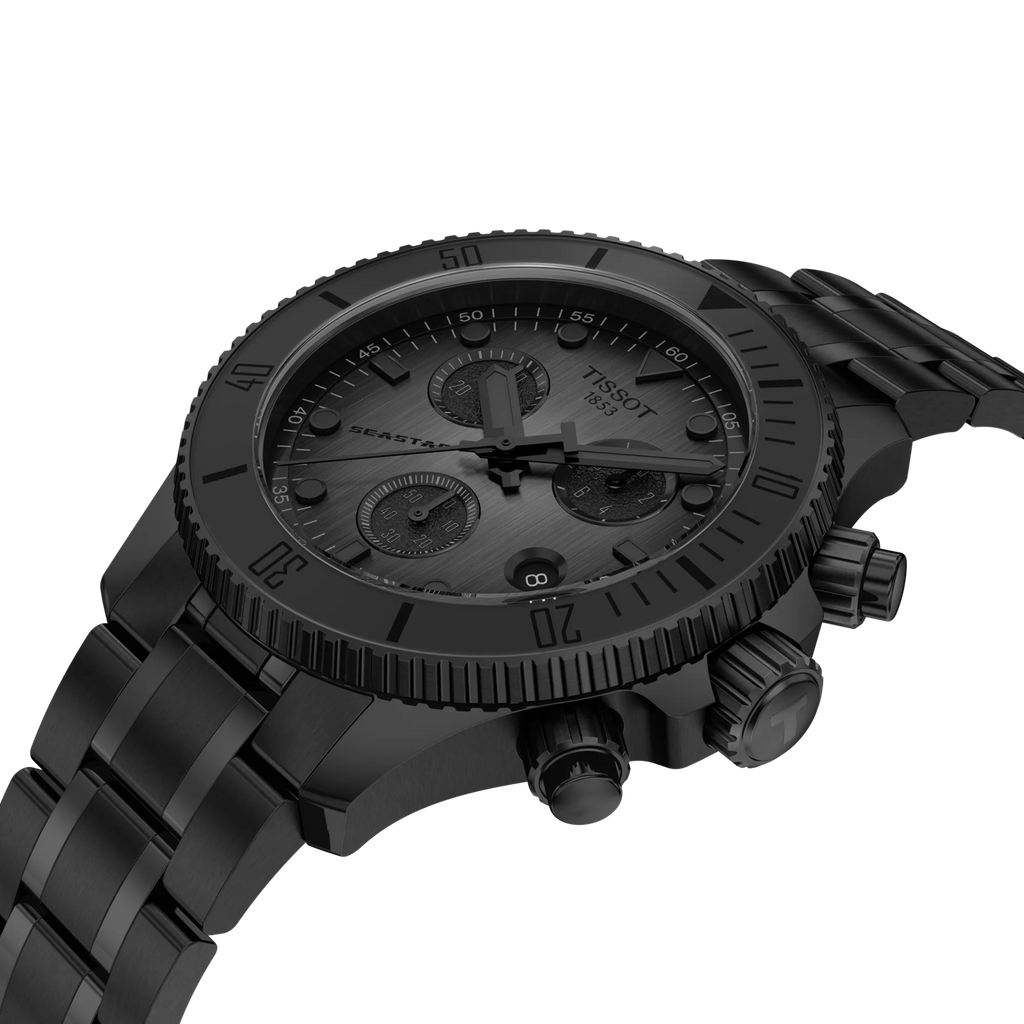 TISSOT SEASTAR 1000 38mm CHRONOGRAPH QUARTZ FULL BLACK PVD