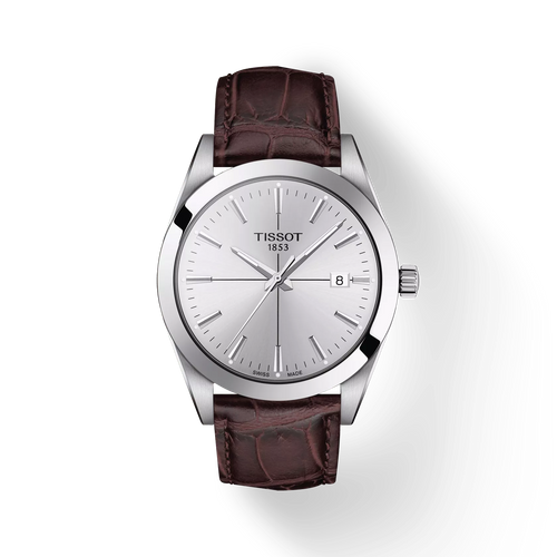 TISSOT GENTLEMAN  SILVDR QUARTZ ON BROWN LEATHER