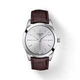 TISSOT GENTLEMAN  SILVDR QUARTZ ON BROWN LEATHER