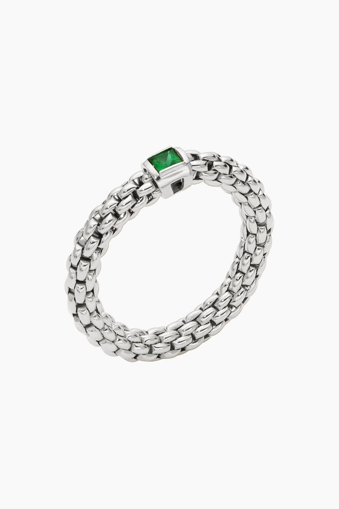 Fope Souls 18k White Gold Flex'it ring with an Emerald