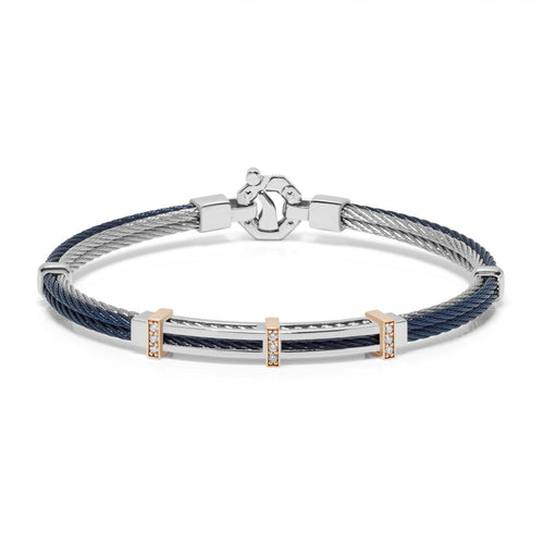 Baraka 316L Bracelet -Steel Blue PVD/ RG/ White Diamonds