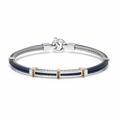 Baraka 316L Bracelet -Steel Blue PVD/ RG/ Black Diamonds