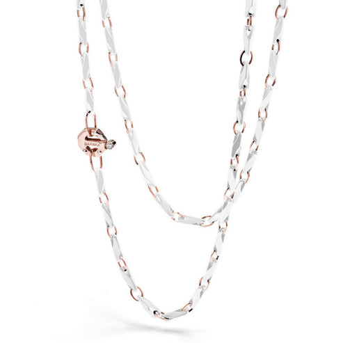 Baraka Cyborg Ceramic Chain Necklace -White Cermaic/ RG/ White Diamond