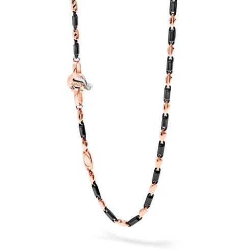 Baraka Cyborg Ceramic Chain Necklace -Black Cermaic/ RG/ White Diamond