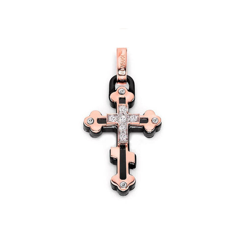 Baraka Prive Cross Pendant -Black Cermaic/ RG & WG/ White Diamonds