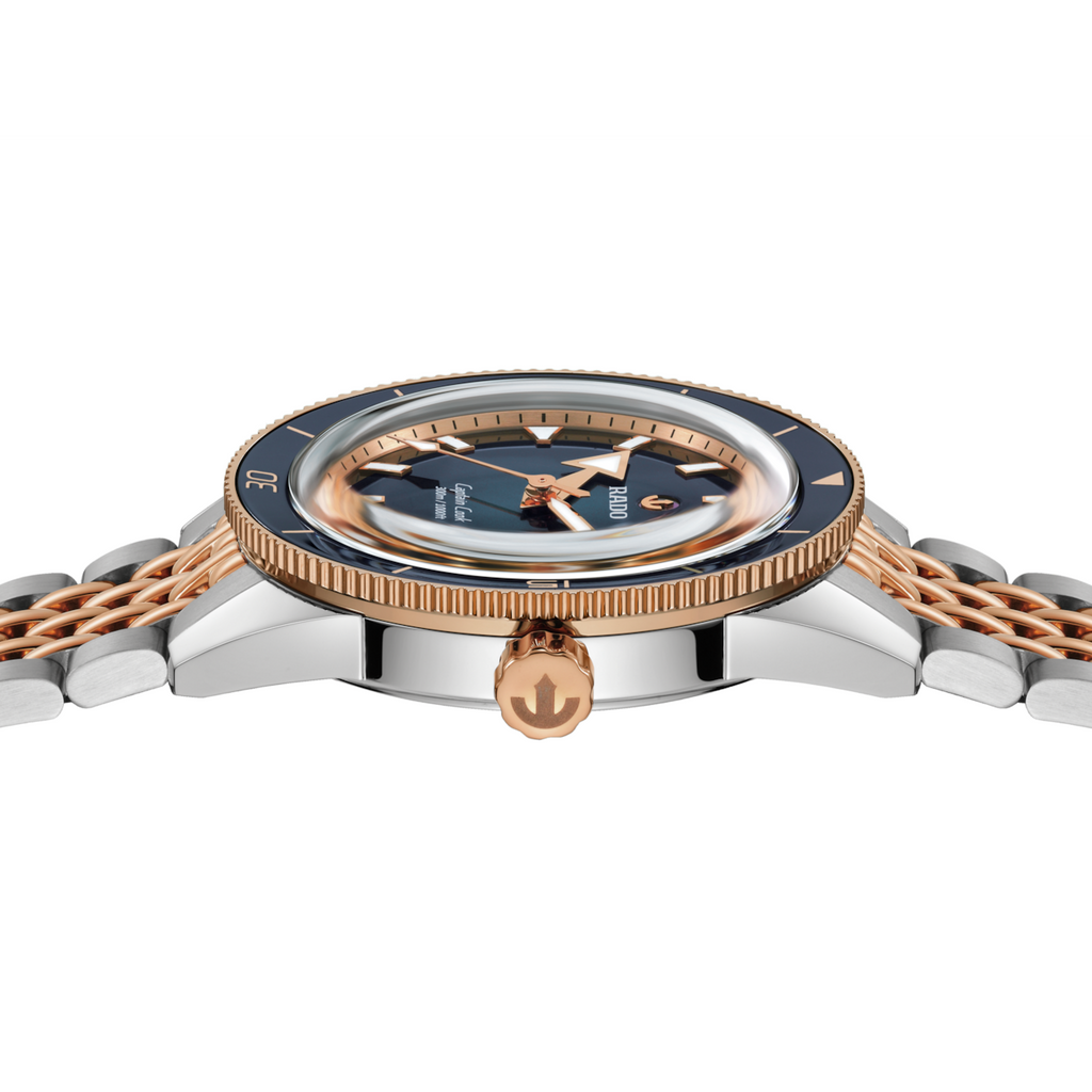 Rado Captain Cook Automatic Blue 39mm on 2 Tone RG Bracelet