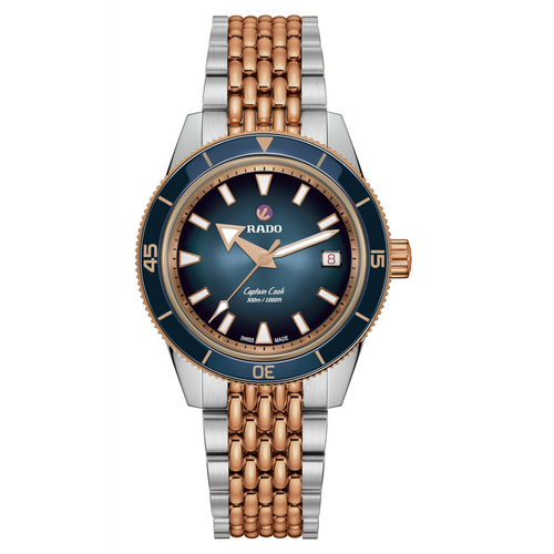 Rado Captain Cook Automatic Blue 39mm on 2 Tone RG Bracelet