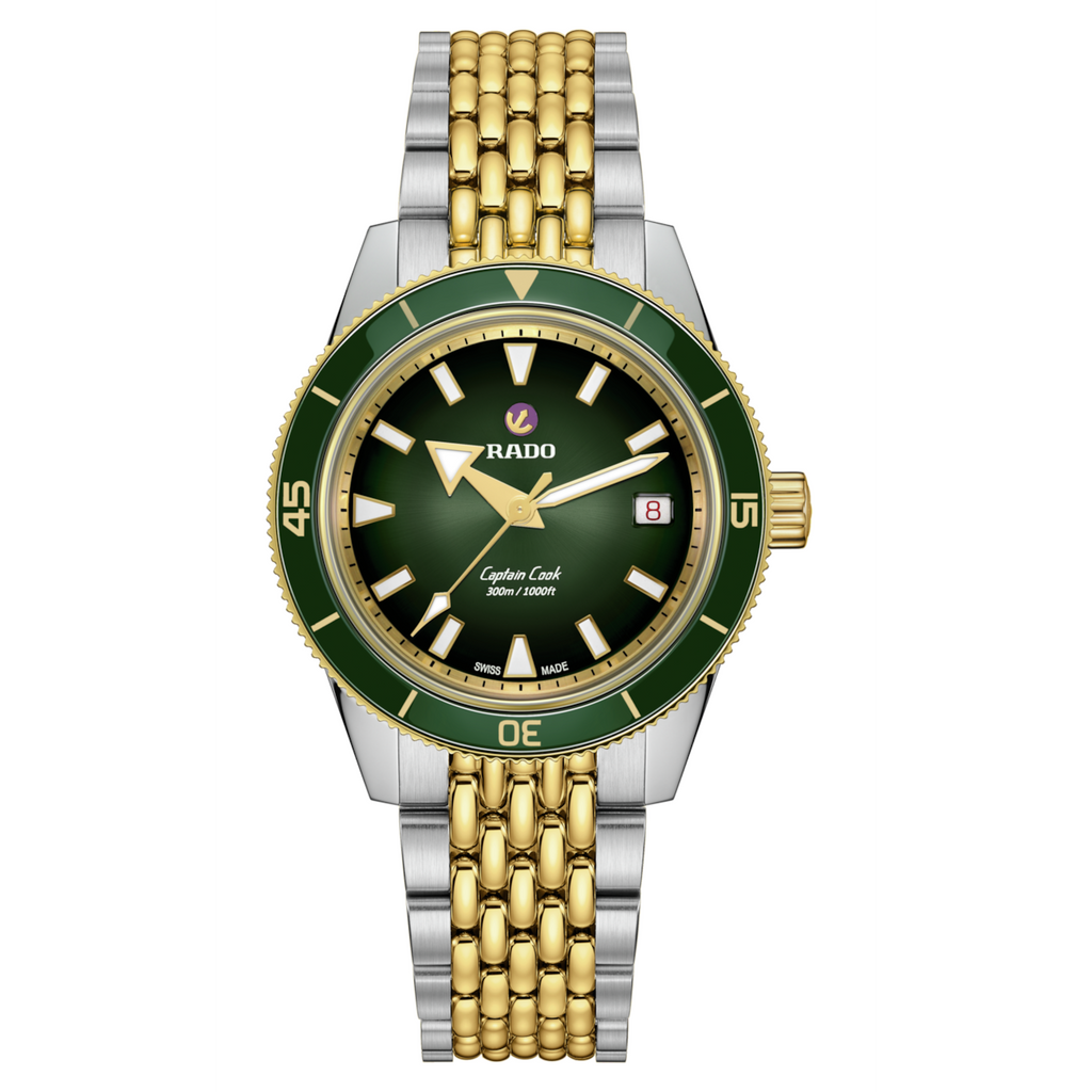 Rado Captain Cook Automatic Green 39mm on 2 Tone YG Bracelet