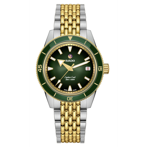 Rado Captain Cook Automatic Green 39mm on 2 Tone YG Bracelet