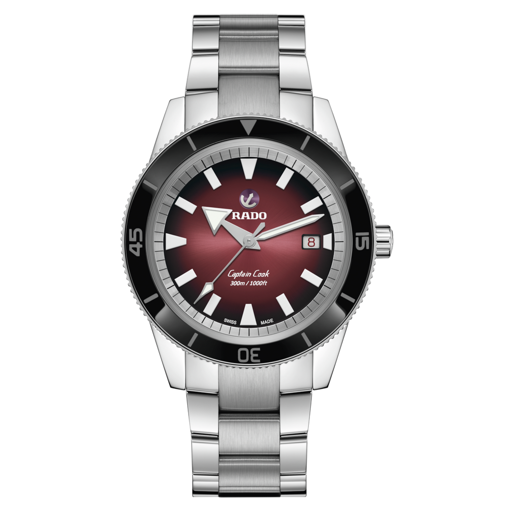 Rado Captain Cook Automatic Red on Steel Sport Bracelet -42mm