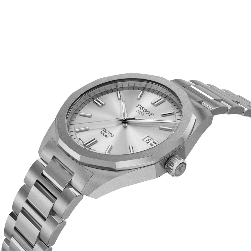 Tissot PRC 100 Solar Quartz 39mm Silver Dial