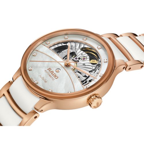 Rado Centrix Diamond White Ceramic Open Heart RG PVD Automatic 35mm
