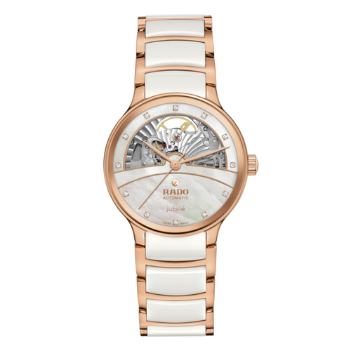 Rado Centrix Diamond White Ceramic Open Heart RG PVD Automatic 35mm