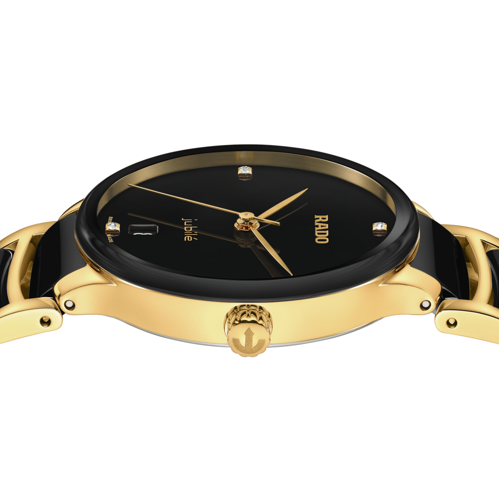 Rado Centrix 4 Diamonds Ceramic YG PVD Quartz 35mm