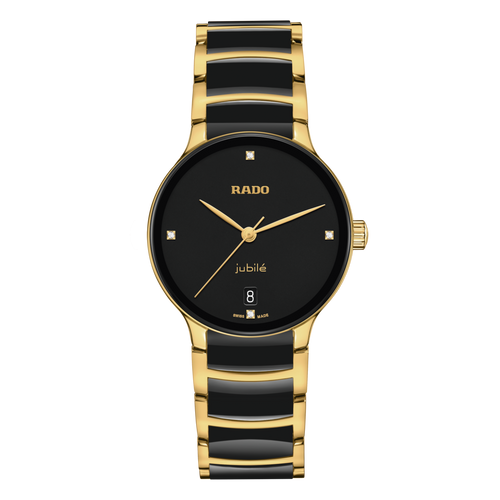 Rado Centrix 4 Diamonds Ceramic YG PVD Quartz 35mm