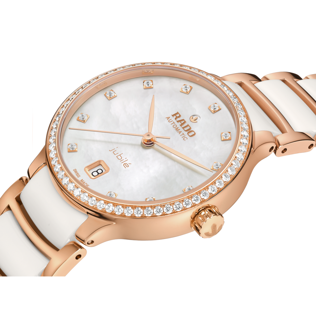 Rado Centrix Diamond Bezel White Ceramic RG PVD Automatic 35mm