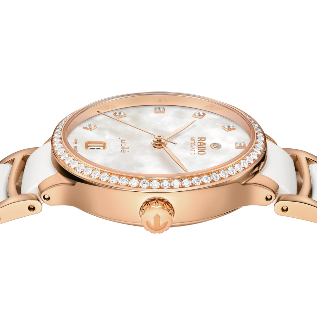 Rado Centrix Diamond Bezel White Ceramic RG PVD Automatic 35mm