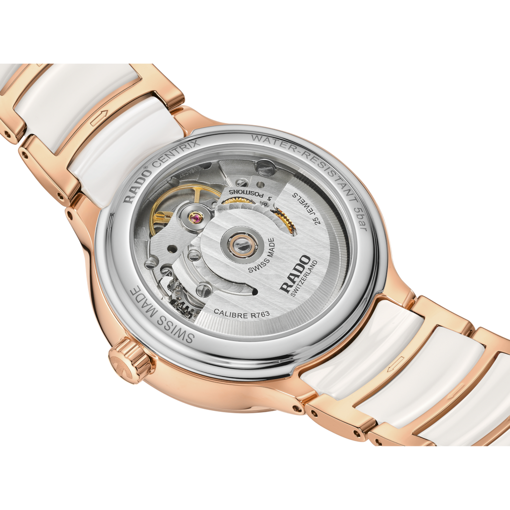 Rado Centrix Diamond Bezel White Ceramic RG PVD Automatic 35mm