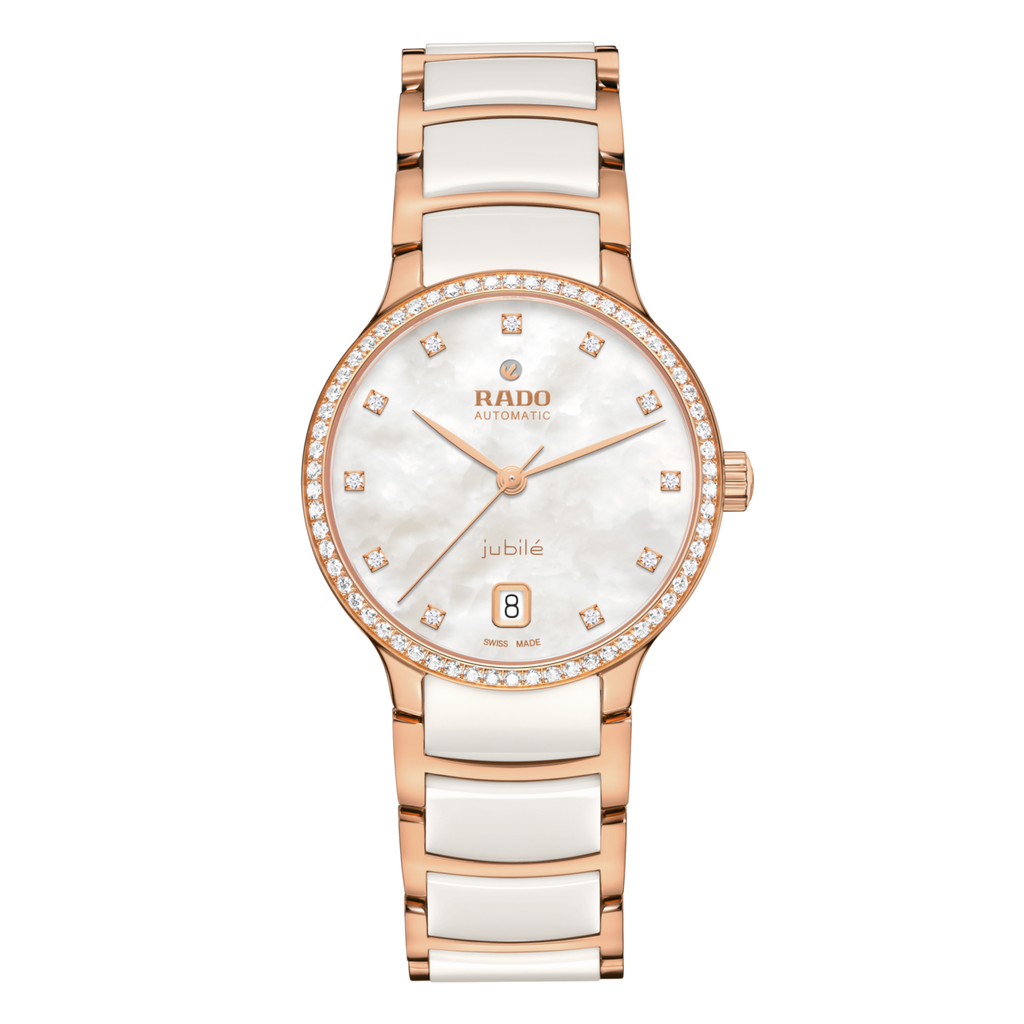 Rado Centrix Diamond Bezel White Ceramic RG PVD Automatic 35mm