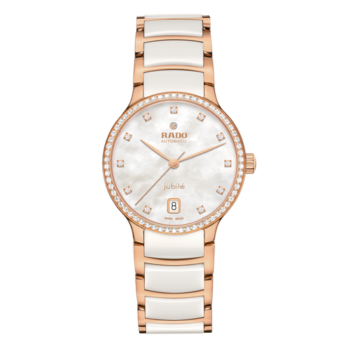 Rado Centrix Diamond Bezel White Ceramic RG PVD Automatic 35mm