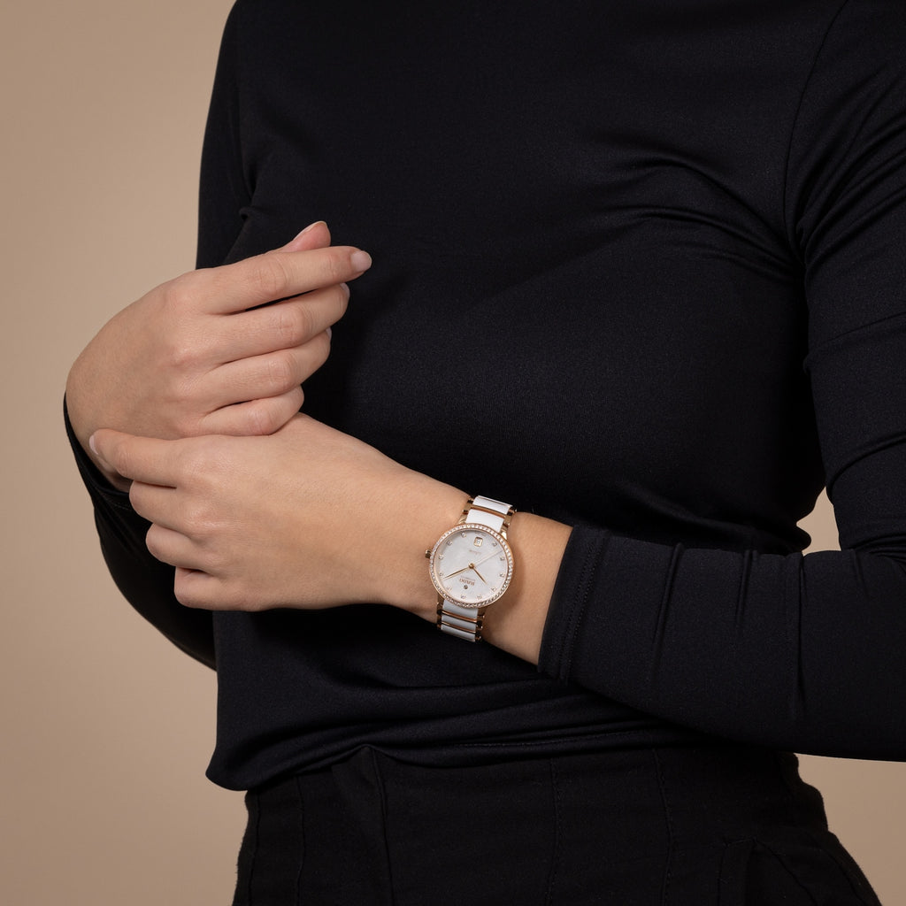 Rado Centrix Diamond Bezel White Ceramic RG PVD Automatic 35mm