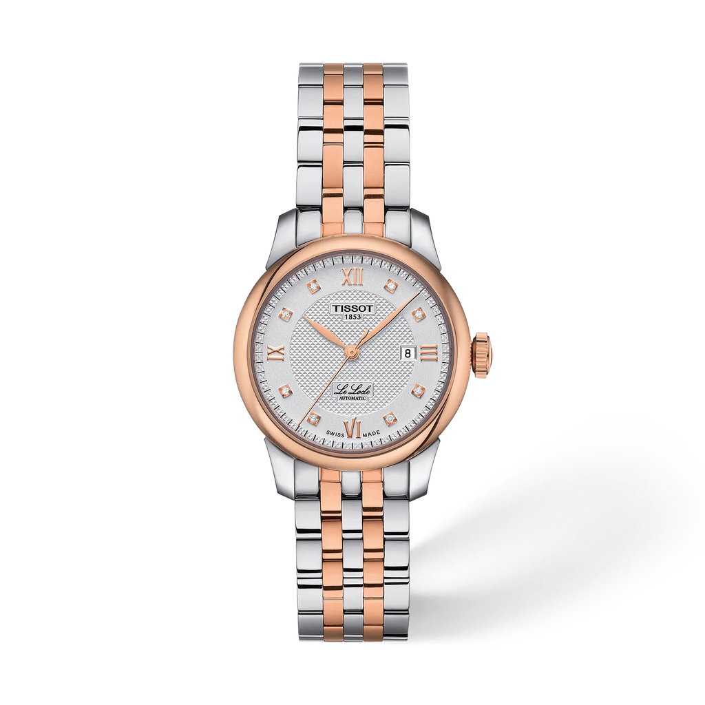 TISSOT LE LOCLE AUTOMATIC LADY -29mm 2 TONES RG DIAMOND DIAL ON BRACELET