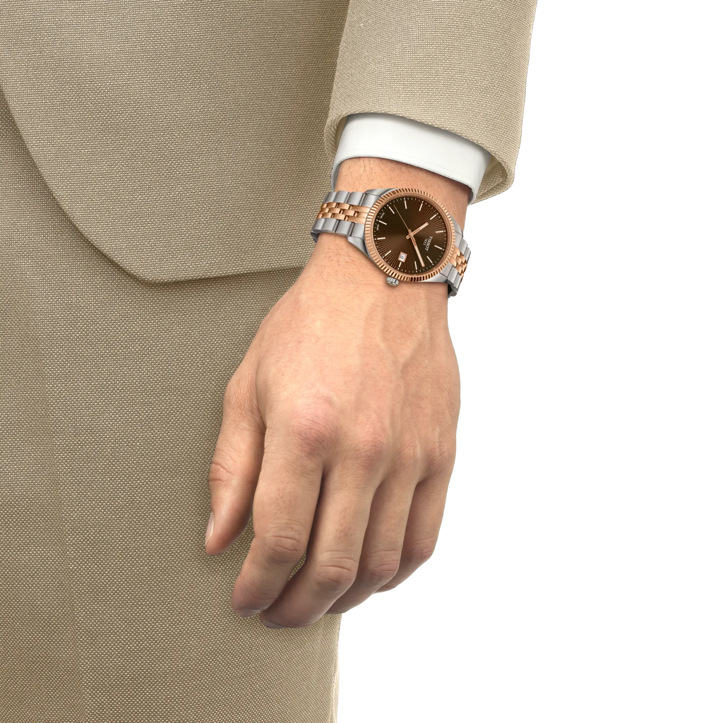 TISSOT BALLADE BROWN DIAL QUARTZ 2 TONES RG 40mm