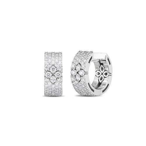 Roberto Coin Love in Verona Earrings in 18k white gold with pave diamonds
