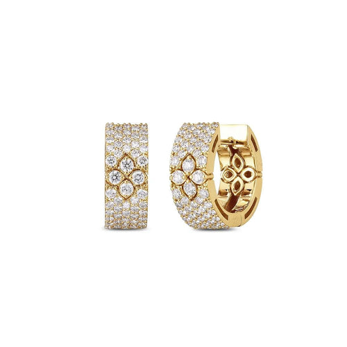 Roberto Coin Love in Verona Earrings in 18k yellow gold with pave diamonds
