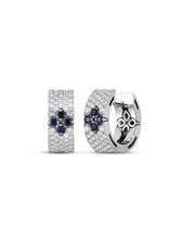 Load image into Gallery viewer, Roberto Coin Love in Verona Earrings in 18k white gold with pave diamonds and sapphire