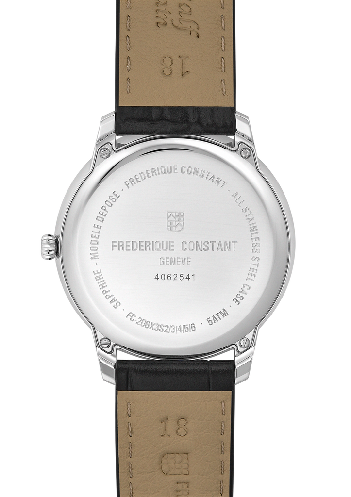 FREDERIQUE CONSTANT CLASSICS MONETA MOONPHASE BLACK DIAL ON LEATHER STRAP