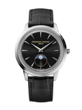 FREDERIQUE CONSTANT CLASSICS MONETA MOONPHASE BLACK DIAL ON LEATHER STRAP