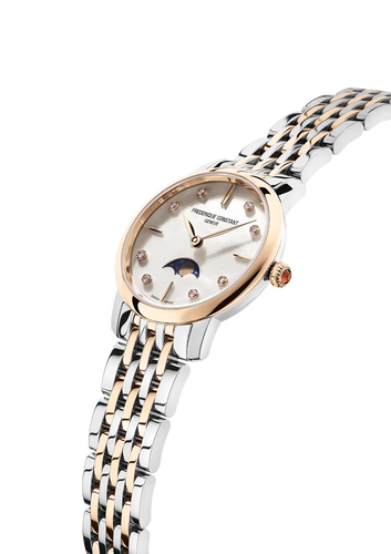 FREDERIQUE CONSTANT SLIMLINE LADIES MOONPHASE QUARTZ ON 2 TONES RG BRACELET