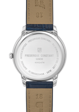 Load image into Gallery viewer, FREDERIQUE CONSTANT CLASSICS MONETA MOONPHASE BLUE DIAL ON LEATHER STRAP