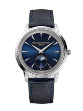 Load image into Gallery viewer, FREDERIQUE CONSTANT CLASSICS MONETA MOONPHASE BLUE DIAL ON LEATHER STRAP