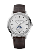 Load image into Gallery viewer, FREDERIQUE CONSTANT CLASSICS MONETA MOONPHASE SILVER DIAL ON LEATHER STRAP (Copy)