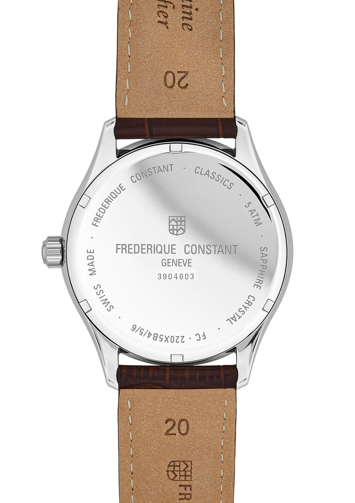 FREDERIQUE CONSTANT CLASSICS QUARTZ DATE BLUE ON LEATHER 40mm