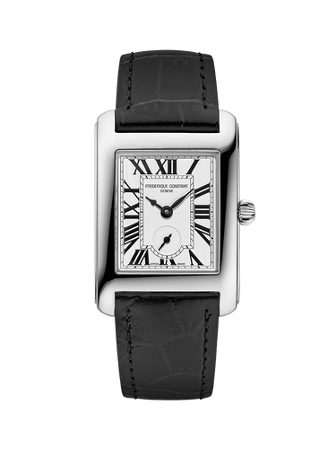 FREDERIQUE CONSTANT CLASSICS CARREE SMALL SEC RECTANGULAR QUARTZ ON BLACK LEATHER