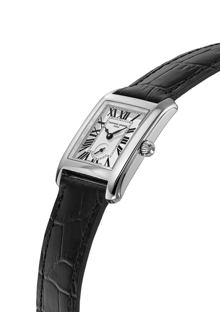 FREDERIQUE CONSTANT CLASSICS CARREE SMALL SEC RECTANGULAR QUARTZ ON BLACK LEATHER
